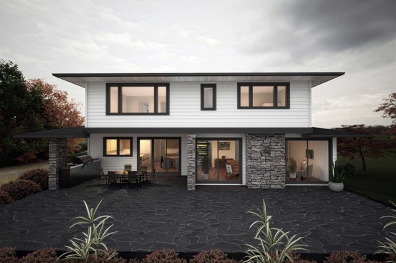 Exterior - Rear Elevation for European House Plan #1101-13 - 3 bed, 3.5 bath