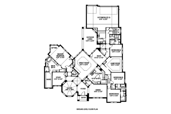 Floor Plan - Main Floor for European House Plan #141-296 - 4 bed, 3.5 bath