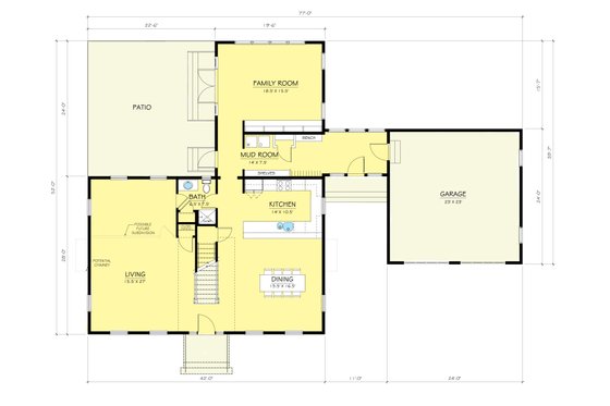 Floor Plan - Main Floor for Colonial House Plan #903-3 - 3 bed, 3 bath