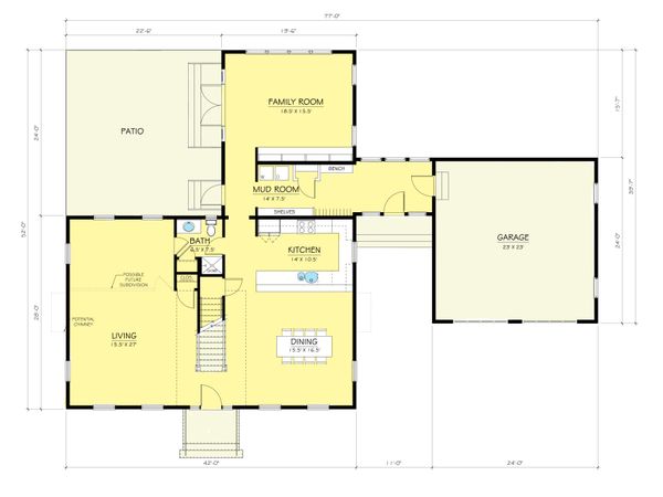 Colonial Floor Plan - Main Floor Plan #903-3
