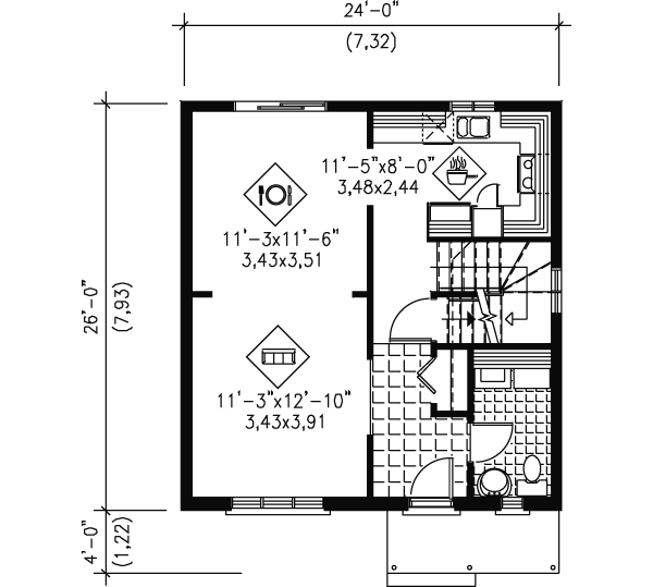 European Floor Plan - Main Floor Plan #25-4008