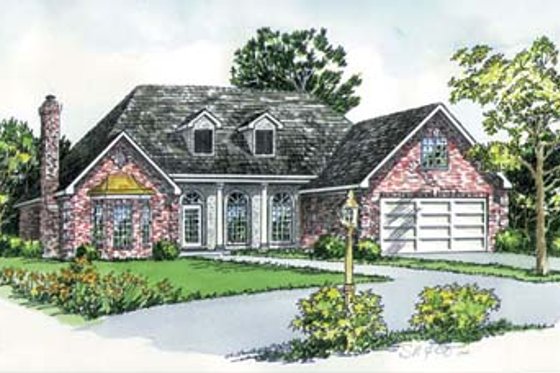 Exterior - Front Elevation for Southern House Plan #16-131 - 3 bed, 2 bath