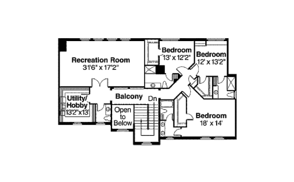 Craftsman Floor Plan - Upper Floor Plan #124-607