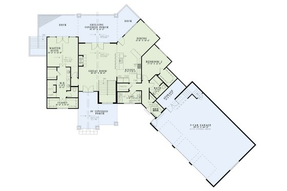 Floor Plan - Main Floor for Craftsman House Plan #17-2486 - 4 bed, 4 bath