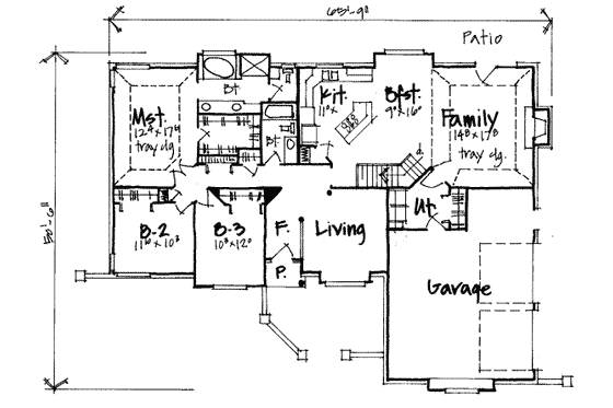 Floor Plan - Main Floor for Traditional House Plan #308-202 - 5 bed, 3 bath