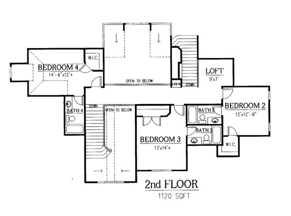 Traditional Floor Plan - Upper Floor Plan #437-47