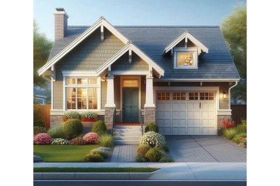 Exterior - Front Elevation 4 for Country House Plan #515-42 - 3 bed, 2 bath