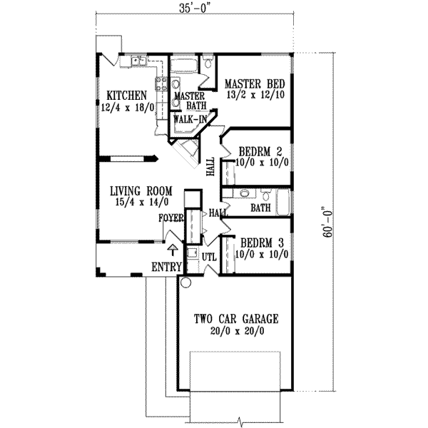 Adobe / Southwestern Floor Plan - Main Floor Plan #1-1079