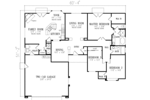 Floor Plan - Main Floor for Traditional House Plan #1-393 - 3 bed, 2.5 bath
