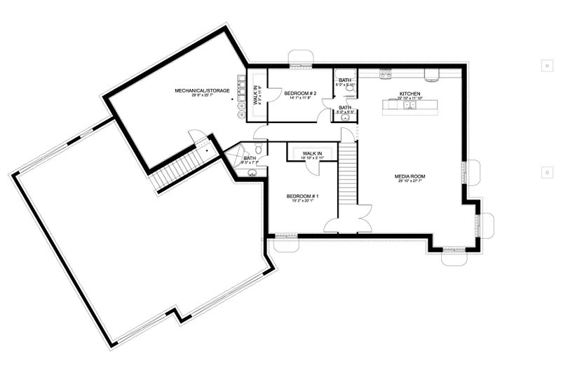House Blueprint - Floor Plan - Lower Floor for Craftsman House Plan #1060-477 - 3 bed, 3.5 bath