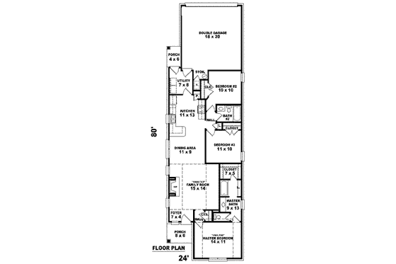 Floor Plan - Main Floor for Cottage House Plan #81-1399 - 3 bed, 2 bath