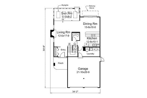 Floor Plan - Main Floor for Modern House Plan #57-429 - 3 bed, 2.5 bath