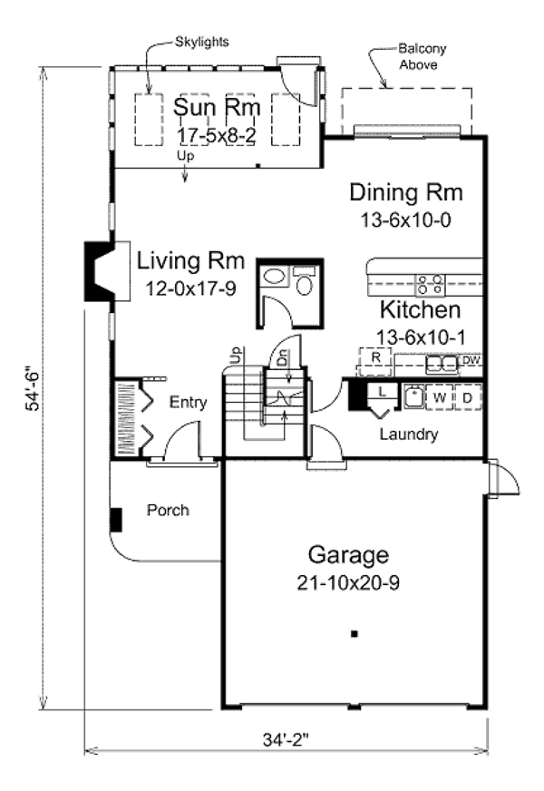 Floor Plan - Main Floor for Modern House Plan #57-429 - 3 bed, 2.5 bath