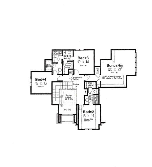 House Plan Design - European Floor Plan - Upper Floor Plan #310-643
