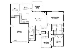 Floor Plan - Main Floor for Ranch House Plan #124-1003 - 3 bed, 2 bath