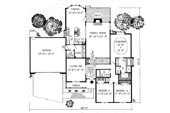 Floor Plan - Main Floor for Traditional House Plan #312-287 - 3 bed, 2.5 bath
