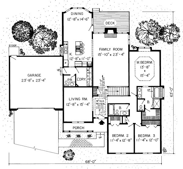 Floor Plan - Main Floor for Traditional House Plan #312-287 - 3 bed, 2.5 bath