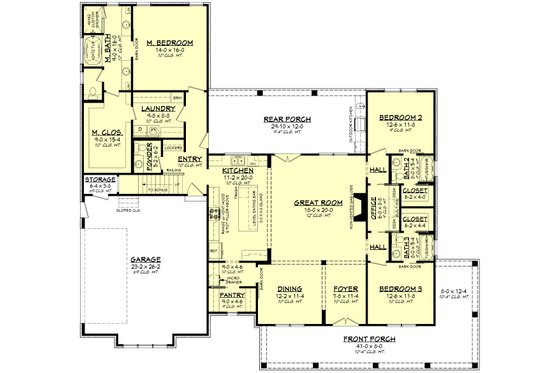 Floor Plan - Main Floor for Farmhouse House Plan #430-307 - 3 bed, 3.5 bath