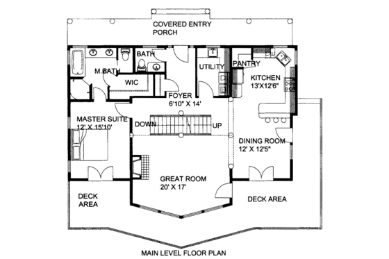 Floor Plan - Main Floor for Log House Plan #117-675 - 3 bed, 2.5 bath