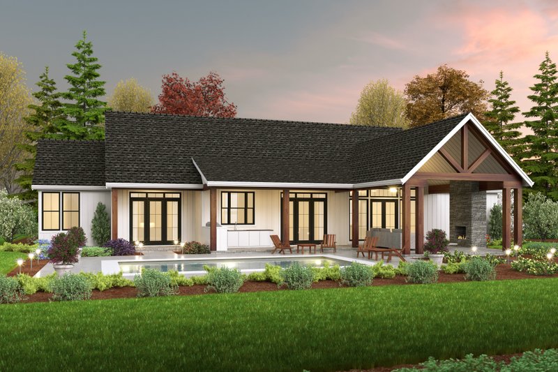 Dream House Plan - Exterior - Rear Elevation 1 for Farmhouse House Plan #48-1051 - 4 bed, 4.5 bath
