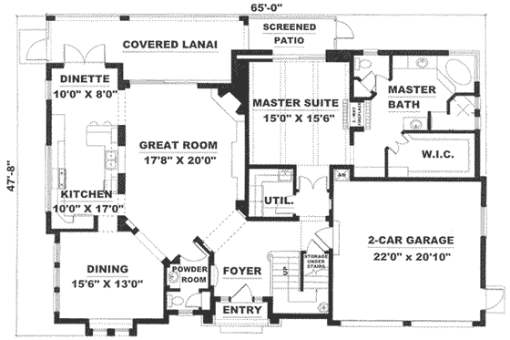Floor Plan - Main Floor for Mediterranean House Plan #27-293 - 3 bed, 3.5 bath