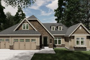 House Blueprint - Craftsman Exterior - Front Elevation Plan #53-677