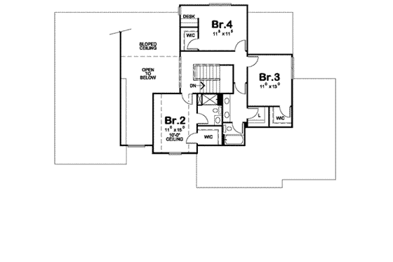 Floor Plan - Upper Floor for Traditional House Plan #20-1788 - 4 bed, 4 bath
