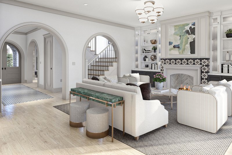 House Blueprint - Interior - Family Room for Modern House Plan #455-618 - 4 bed, 4.5 bath