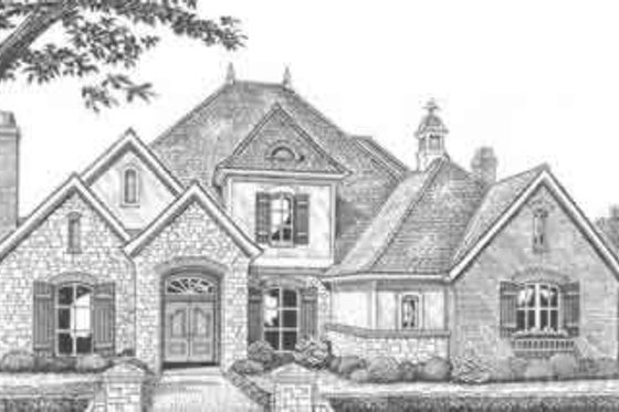 Exterior - Front Elevation for European House Plan #310-500 - 4 bed, 3.5 bath
