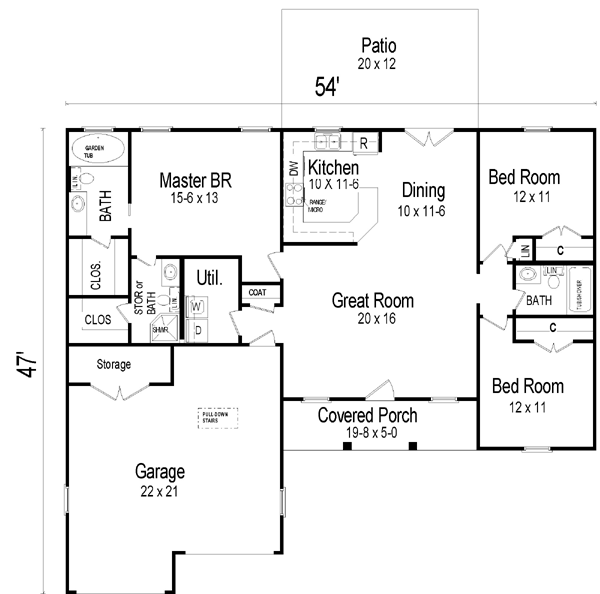 House Blueprint - Traditional Floor Plan - Main Floor Plan #21-114