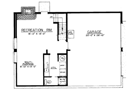 Floor Plan - Lower Floor for Traditional House Plan #303-116 - 4 bed, 3 bath