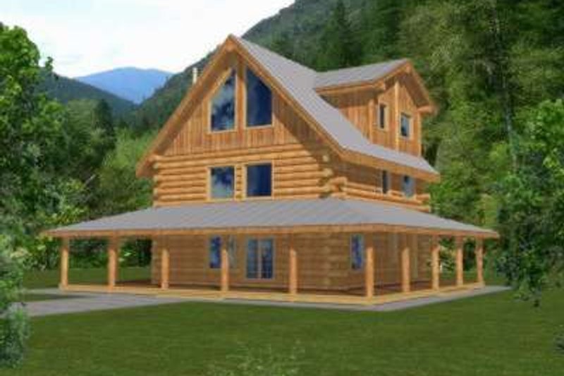 Home Plan - Log Exterior - Front Elevation Plan #117-413