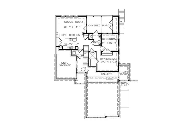 House Plan Design - Floor Plan - Lower Floor for Farmhouse House Plan #54-440 - 2 bed, 2.5 bath