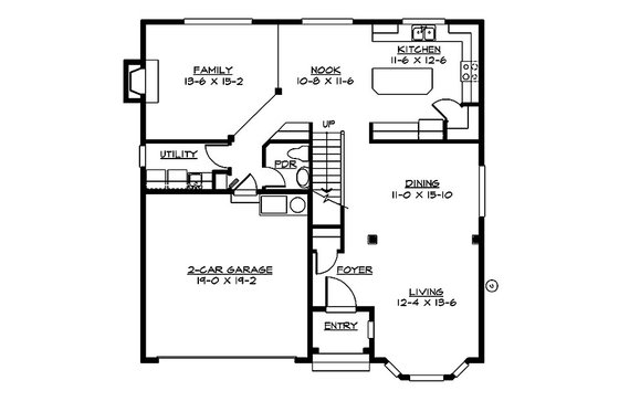 Floor Plan - Main Floor for Craftsman House Plan #132-210 - 4 bed, 2.5 bath