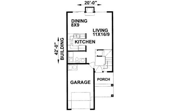 Floor Plan - Main Floor for Traditional House Plan #303-457 - 3 bed, 2.5 bath