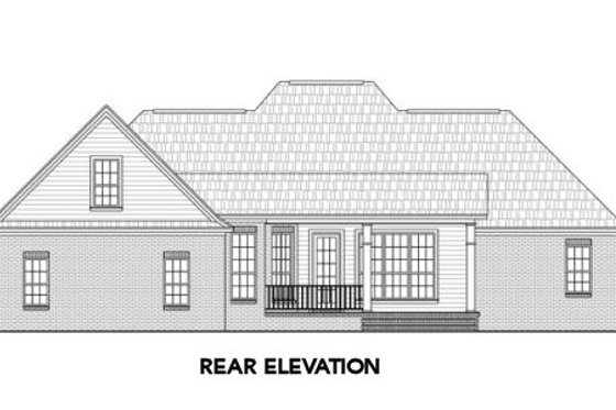 Exterior - Rear Elevation for Southern House Plan #21-305 - 4 bed, 2.5 bath