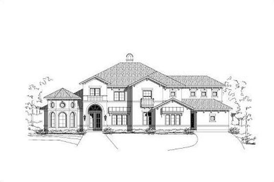 Exterior - Front Elevation for European House Plan #411-545 - 5 bed, 4.5 bath