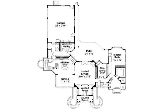 Floor Plan - Main Floor for Ranch House Plan #124-521 - 3 bed, 3.5 bath