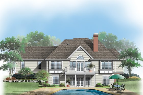 Exterior - Rear Elevation for European House Plan #929-693 - 4 bed, 4 bath