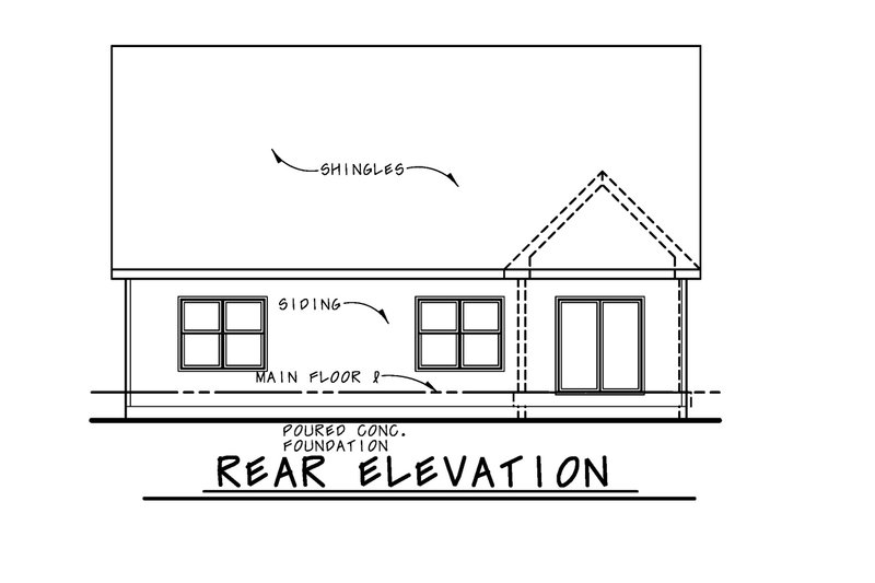 House Blueprint - Exterior - Rear Elevation for Farmhouse House Plan #20-2617 - 2 bed, 2.5 bath