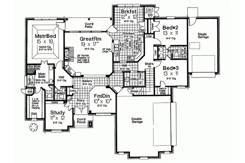 Home Plan - Floor Plan - Main Floor for European House Plan #310-991 - 3 bed, 2.5 bath