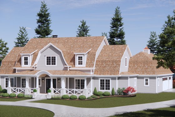 Exterior - Front Elevation 4 for Colonial House Plan #1096-9 - 4 bed, 4.5 bath