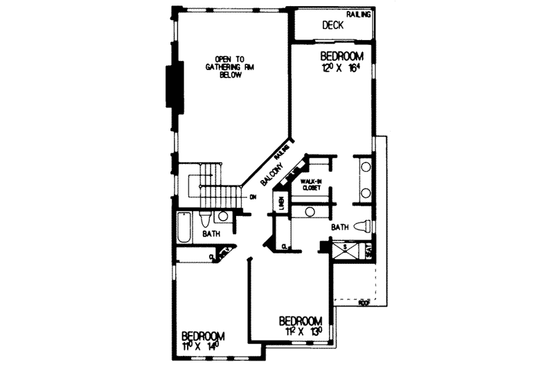 House Blueprint - Floor Plan - Upper Floor for Cottage House Plan #72-142 - 4 bed, 3 bath