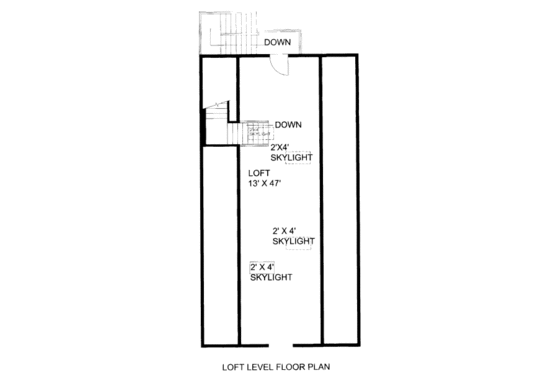 Floor Plan - Upper Floor for Bungalow House Plan #117-660, 0.5 bath