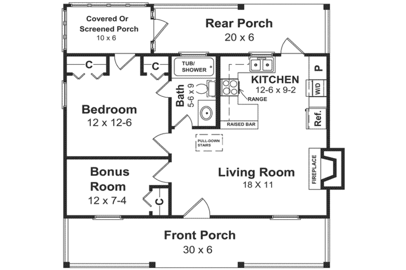 Cabin Style House Plan 1 Beds 1 Baths 600 Sq Ft Plan 21 108