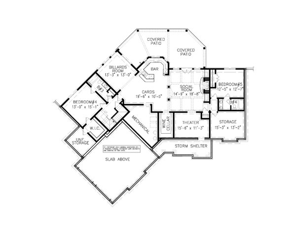 House Blueprint - Craftsman Floor Plan - Lower Floor Plan #54-497