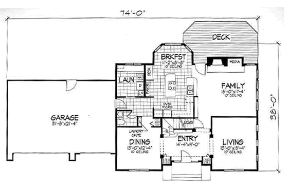 Floor Plan - Main Floor for European House Plan #50-201 - 3 bed, 2.5 bath