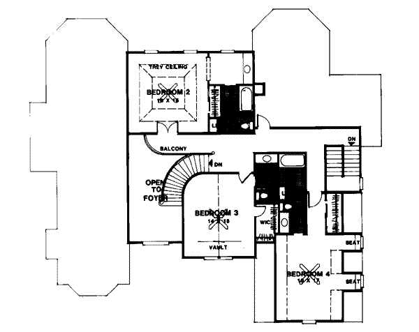 House Design - European Floor Plan - Upper Floor Plan #56-230