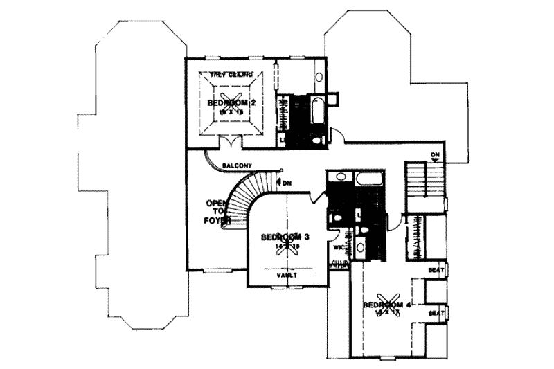 Home Plan - Floor Plan - Upper Floor for European House Plan #56-230 - 4 bed, 3.5 bath
