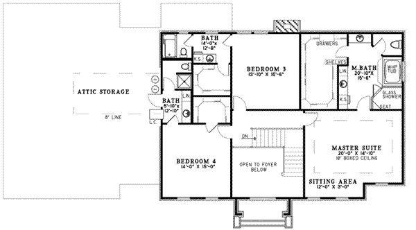 House Design - Colonial Floor Plan - Upper Floor Plan #17-2090